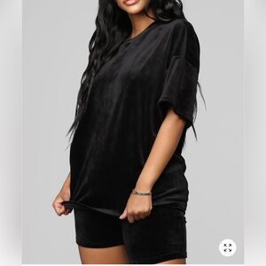 Fashion Nova Black Velour Set